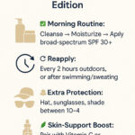 ChatGPT said: Here are concise, keyword-rich alt text descriptions for both the 7 Sunscreen Myths infographic and the Sun Protection Checklist — optimized for SEO and accessibility while matching your Longevity Decoder tone: 🧴 Alt Text: 7 Sunscreen Myths Infographic “Infographic illustrating seven common sunscreen myths and facts, showing how misconceptions like SPF 15 being enough or skipping sunscreen on cloudy days accelerate skin aging, with science-backed corrections for proper daily UV protection.” ☀ Alt Text: Sun Protection Checklist “Printable daily sun protection checklist infographic showing steps for an anti-aging skincare routine, including applying SPF 30+, reapplying every 2 hours, wearing hats and sunglasses, and pairing sunscreen with antioxidants for maximum UV defense.